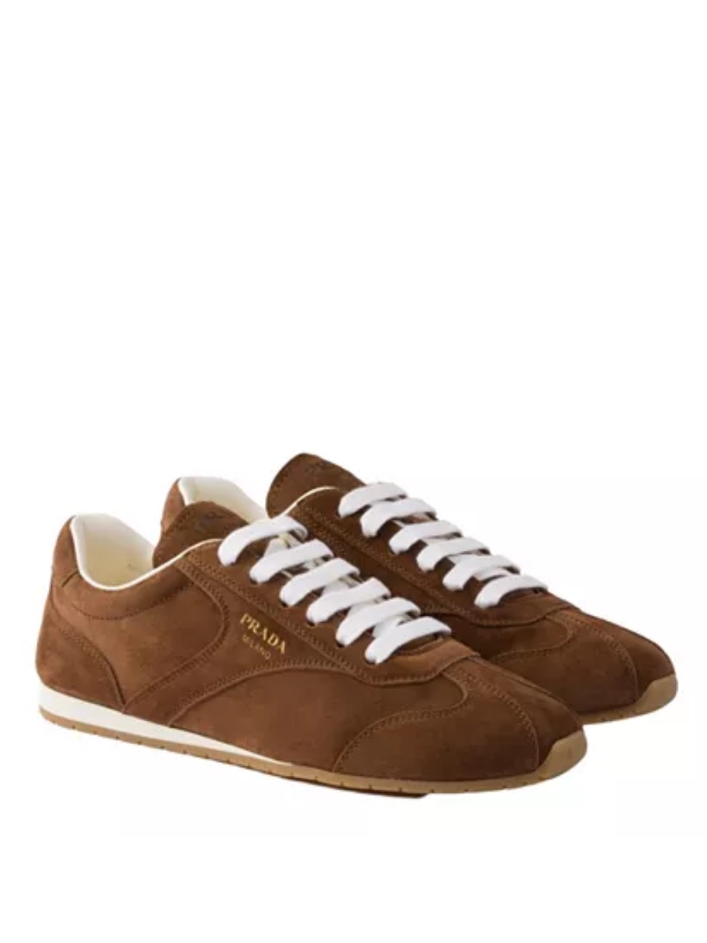 Prada Brown Low Profile Suede Leather Sneakers